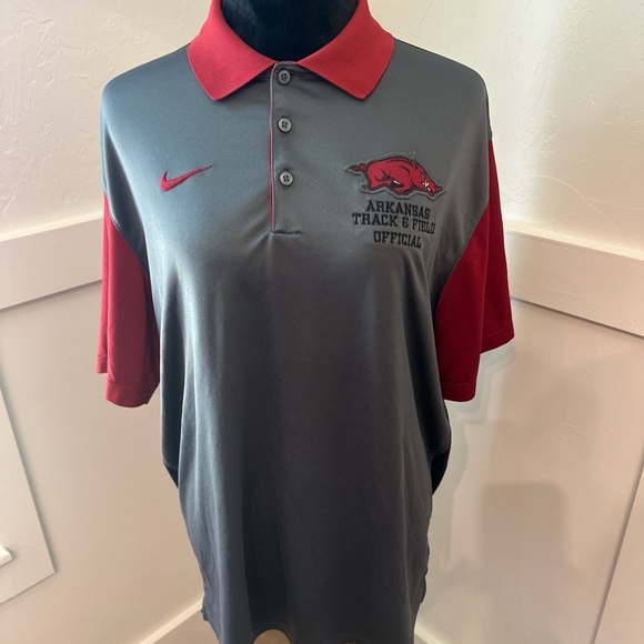 Nike Men's Polo Shirt in Dark Gray and Crimson - Picture 1 of 3